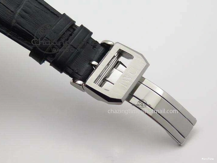 MIROTIME 0428 Portuguese Tourbillon Power Reserve Moonphase SS Black Dial Gold Numbers On Black Leather Strap RelaxedFit 7320